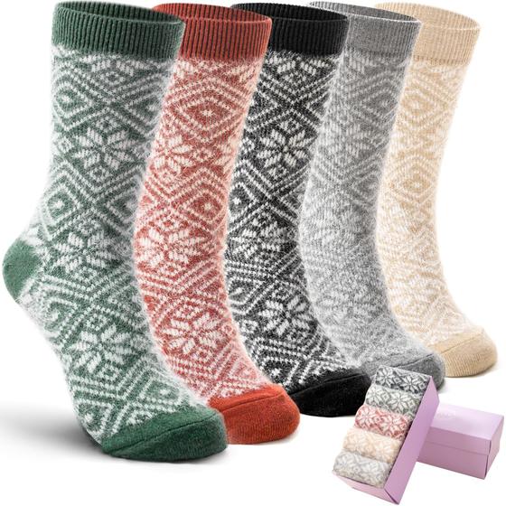 Imagem de Meias felpudas SISOSOCK para mulheres Cozy Soft Warm, pacote com 5 unidades de inverno