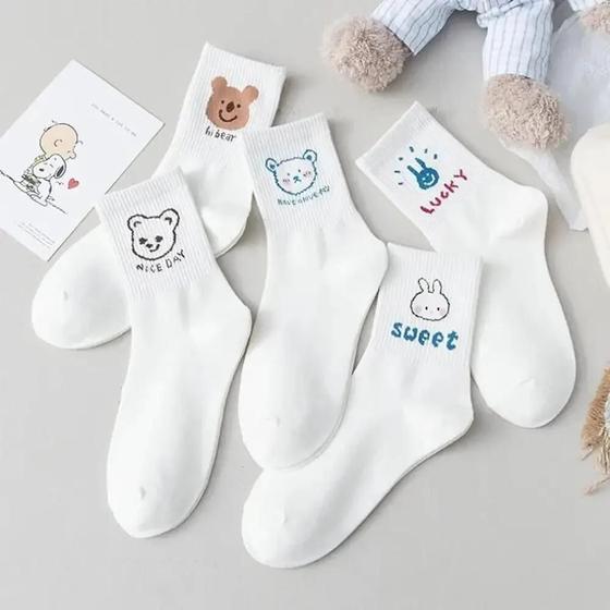 Imagem de Meias Femininas de Urso - 5 Pares - Meias Quentes para Outono/Inverno