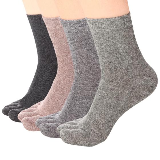 Imagem de Meias Femininas Meaiguo de Algodão com 5 Dedos - Pacote com 4 - Ideal para Corrida