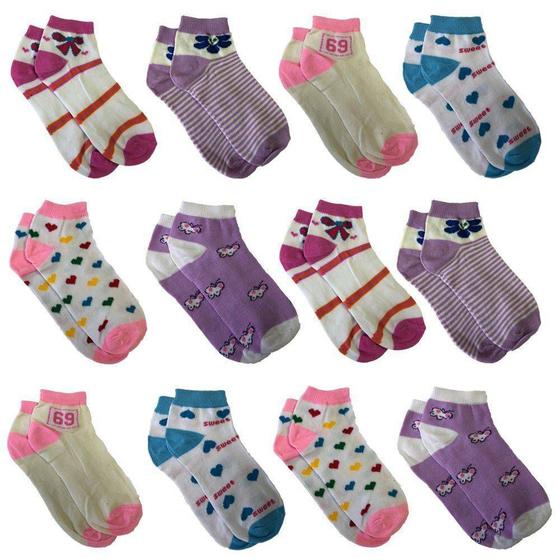 Meias Infantil Kit 12 Pares De 8 A 10 Anos Feminina Sortidas Criança Menor preço em Meias Infantil Kit 12 Pares De 8 A 10 Anos Feminina Sortidas Criança