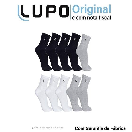 Meias lupo cano médio algodão au walk sport kit c/ 6  63245