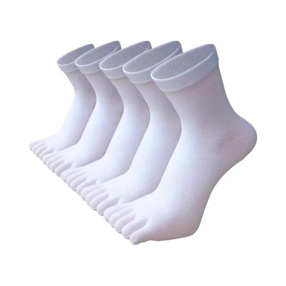 Imagem de Meias Masculinas De Cor Sólida Com Cinco Dedos, 5 Pares De Algodão Respirável E Resistente a Odores