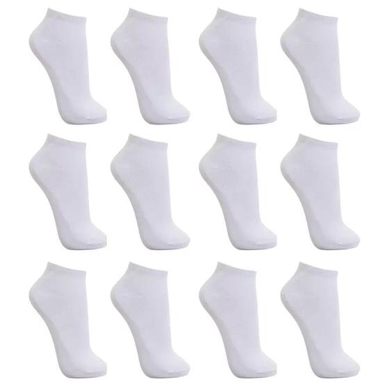 Imagem de Meias Soquete Brancas Kit 12 Pares de Meias 43% Algodão