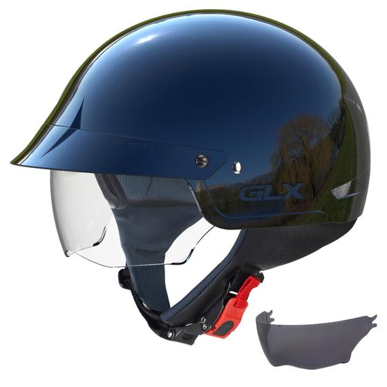 Imagem de Meio capacete para motocicleta GLX M14 Cruiser com viseira colorida preta