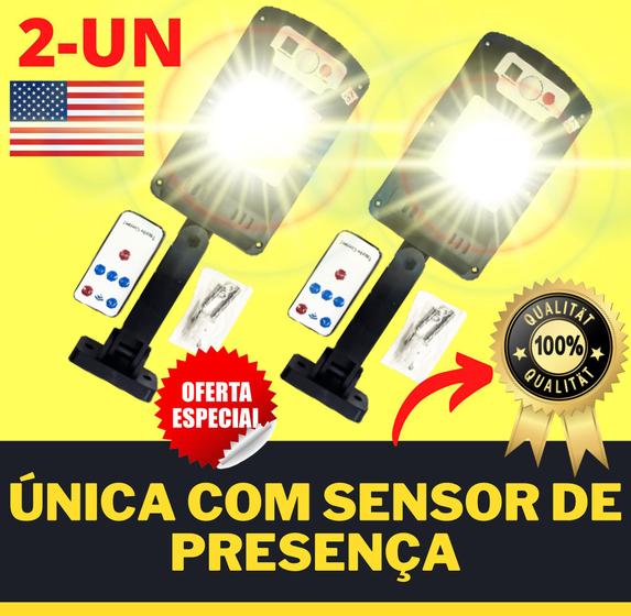 MELHOR Luminária Externa com Painel Solar Sensor de presença até 35