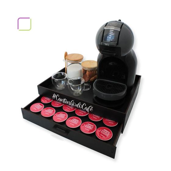 Imagem de Melhor Porta Cápsulas Bandeja Cantinho do Café Organizador Suporte Cafeteira Preto Dolce Gusto