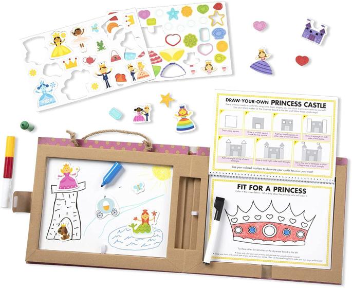 Imagem de Melissa &amp Doug Natural Play: Play, Draw, Create Reusable Drawing &amp Magnet Kit  Princesses (54 Magnets, 5 Dry-Erase Markers)