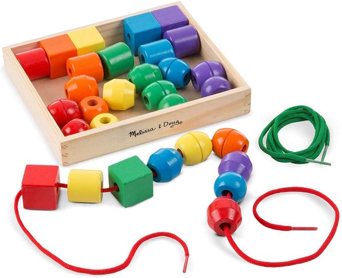 Imagem de Melissa & Doug Conta Prim Madeira - Brinquedo 8 Contas e 2 Laços