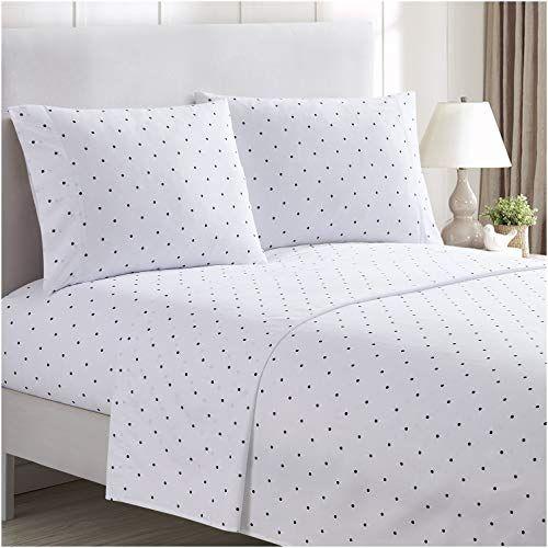 Imagem de Mellanni King Size Sheet Set - Hotel Luxury 1800 Folhas de Cama & Fronhas - Folhas de Cama de Resfriamento Extra Macia - Bolso Profundo até 16" - Rugas, Fade, Resistente a Manchas - 4 Peça (King, Polka Dot Navy)