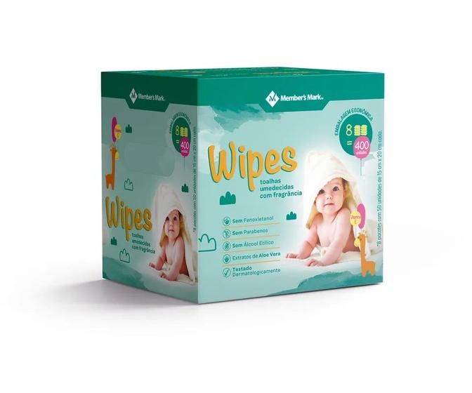 Imagem de Member's Mark toalhas umedecidas wipes com fragrância 8 pacotes de 50 unidades