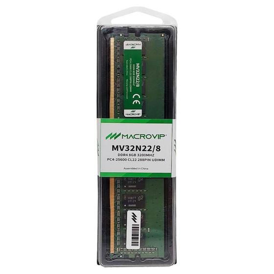 Imagem de Memoria 8gb ddr4 3200mhz macrovip pc4-25600 cl22 udimm mv32n22/8 - GENERICO
