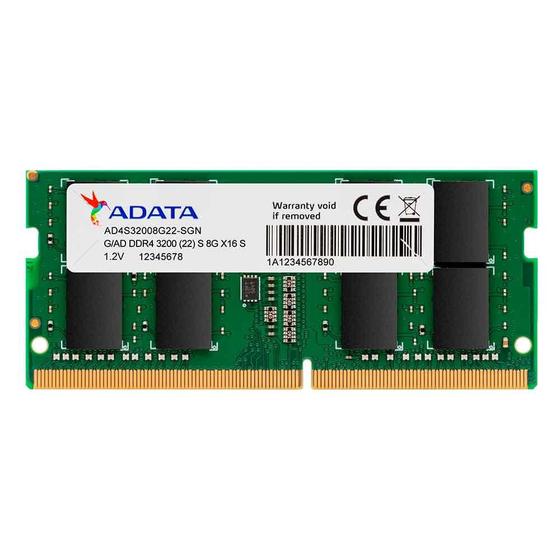 Memoria Adata 8gb Ddr4 3200mhz 1.2v Notebook - Ad4s32008g22-sgn Menor preço em Memoria Adata 8gb Ddr4 3200mhz 1.2v Notebook - Ad4s32008g22-sgn