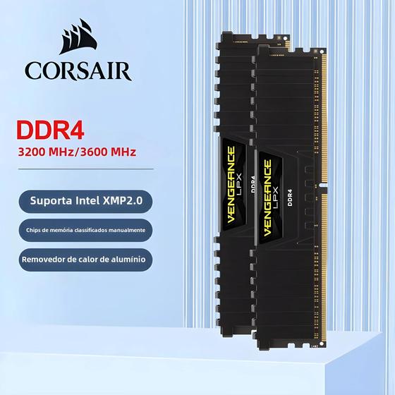 Memória Corsair Vengeance LPX DDR4 - 16GB, 3600MHz ou 3200MHz - Preto Menor preço em Memória Corsair Vengeance LPX DDR4 - 16GB, 3600MHz ou 3200MHz - Preto