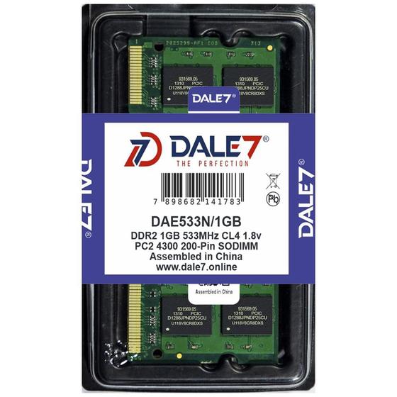 Imagem de Memória Dale7 Ddr2 1Gb 533 Mhz Notebook 1.8V