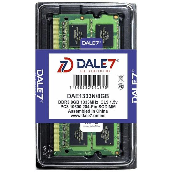 Imagem de Memória Dale7 Ddr3 8Gb 1333 Mhz Notebook 1.5V