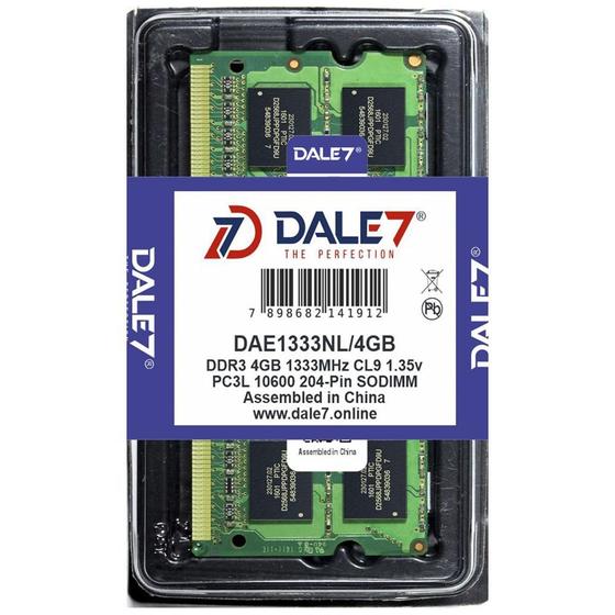 Imagem de Memória Dale7 Ddr3l 4Gb 1333 Mhz Notebook 1.35V