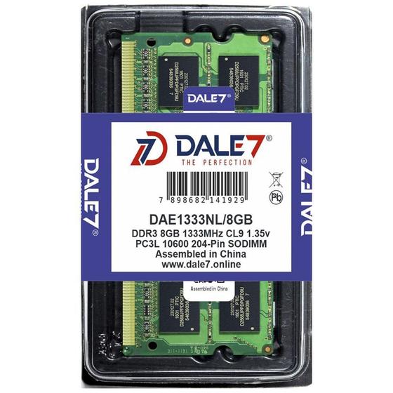 Imagem de Memória Dale7 Ddr3l 8Gb 1333 Mhz Notebook 1.35V