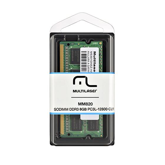 Imagem de Memória de Notebook Multilaser SODIMM DDR3 8GB MM820
