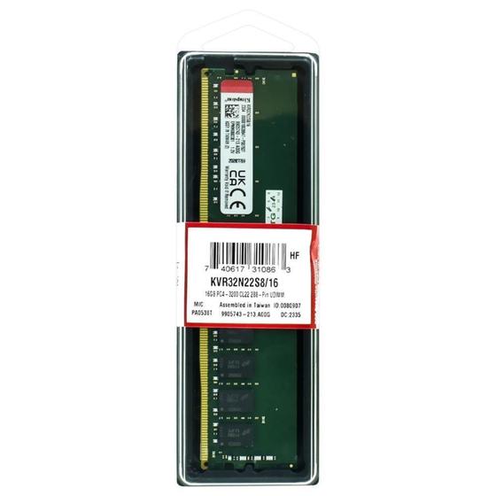 Imagem de Memória Desktop Pc 16gb Ddr4 3200 Mhz Kingston Kvr32n22s8/16