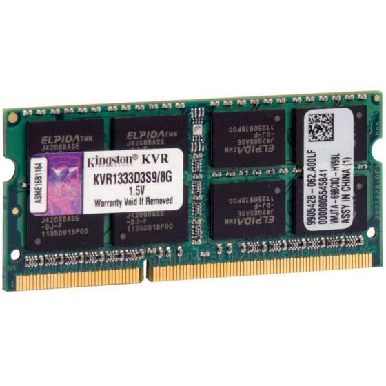 Imagem de Memória Kingston 8GB, 1333MHz, DDR3, Notebook, CL9 - KVR1333D3S9/8G