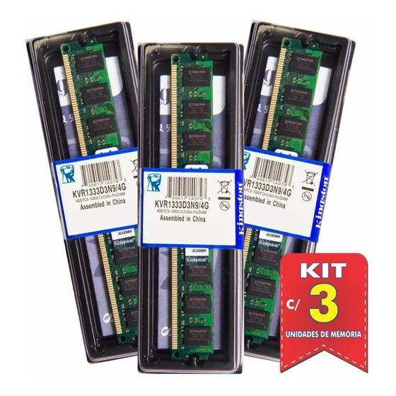 Imagem de Memória Kingston Ddr3 4gb 1333 Mhz Desktop Kit C/ 03 Unid