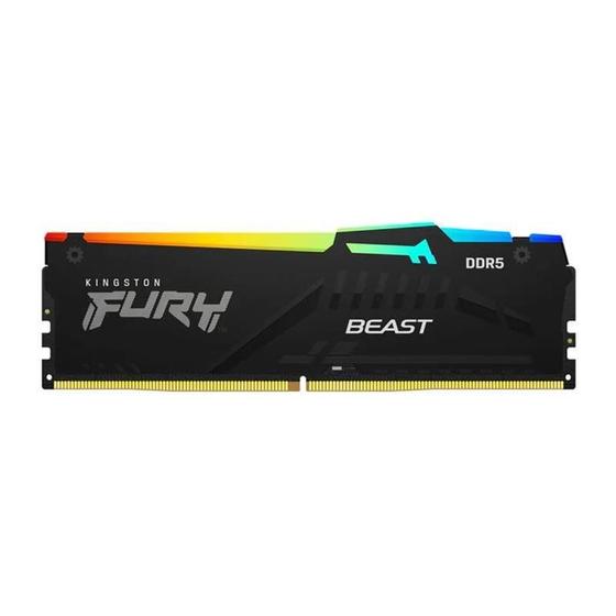 Imagem de Memoria kingston fury beast rgb, 16gb, 5200mhz, ddr5, cl40, preto - kf552c40bba/16