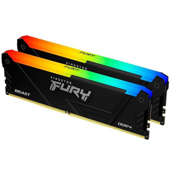 Memória Kingston Fury Beast RGB, 32GB (2x16GB), 3600MHz, DDR4, CL17, Preto - KF436C18BB2AK2/32 Menor preço em Memória Kingston Fury Beast RGB, 32GB (2x16GB), 3600MHz, DDR4, CL17, Preto - KF436C18BB2AK2/32