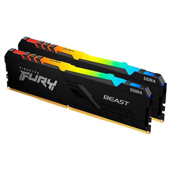 Memória Kingston Fury Beast, RGB, 32GB (2x16GB), 3600MHz, DDR4, CL18, Preto - KF436C18BBAK2/32 Menor preço em Memória Kingston Fury Beast, RGB, 32GB (2x16GB), 3600MHz, DDR4, CL18, Preto - KF436C18BBAK2/32