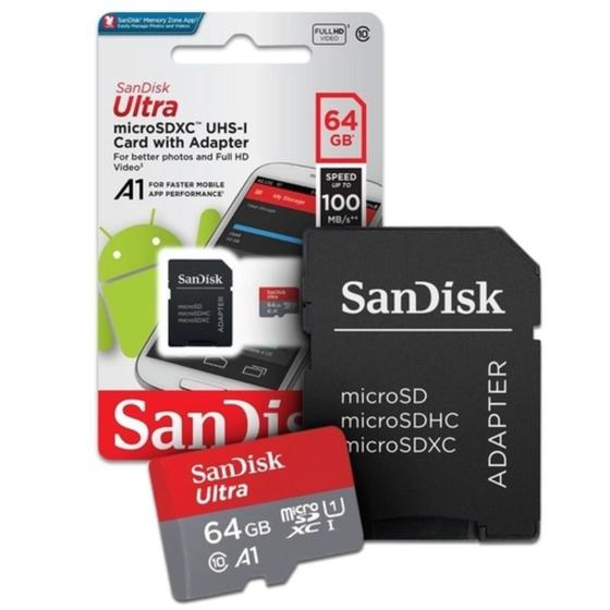 Imagem de Memoria Micro SD 64 GB  CAT 10 c/adaptador - Sandisk