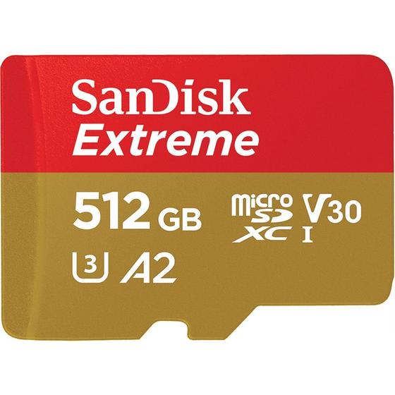 Imagem de Memoria Micro SD Sandisk Extreme 190-130 MB/s U3 512 GB com Adaptador (SDSQXAV-512G-GN6MA)