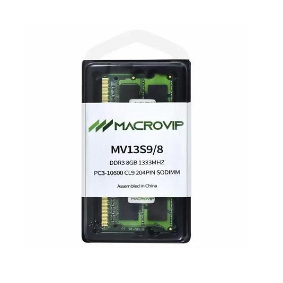 Imagem de MEMÓRIA NB MACROVIP DDR3 8GB 1333MHz PC3-10600 CL9 MV13S9/8