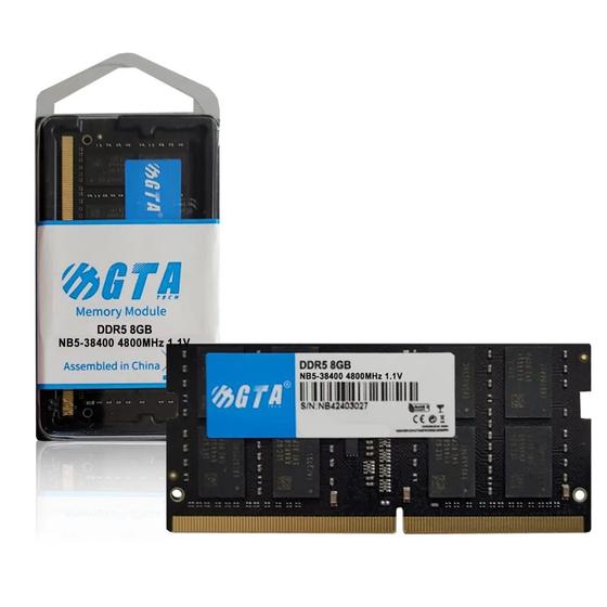 Imagem de Memoria Notebook 8gb Ddr5 4800 Cl38 1.1V GT8G4800DDR5LN GTA Tech