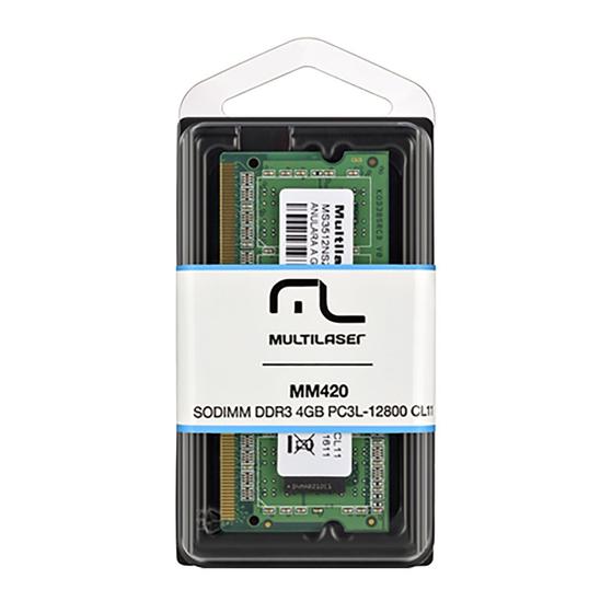 Imagem de Memoria Notebook Multilaser Sodimm DDR3 4GB MM420