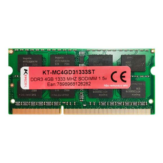 Imagem de Memória para Notebook 4GB KTROK, DDR3, 1333MHz, 1.5V - KT-MC4GD31333ST