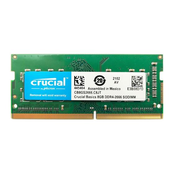 Memória Para Notebook 8Gb Crucial Ddr4 2666Mhz Cl19 Menor preço em Memória Para Notebook 8Gb Crucial Ddr4 2666Mhz Cl19