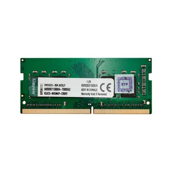 Imagem de Memória Para Notebook Kingston 4Gb, Ddr4, 2666Mhz, Cl19 - Kvr26S19S8/4