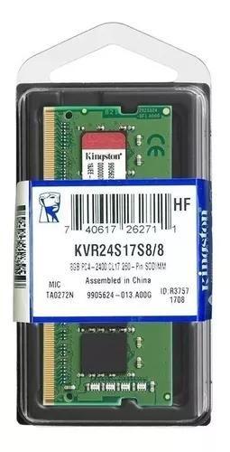 Imagem de Memória RAM 8GB 1 Kingston KVR24S17S8/8 notebook