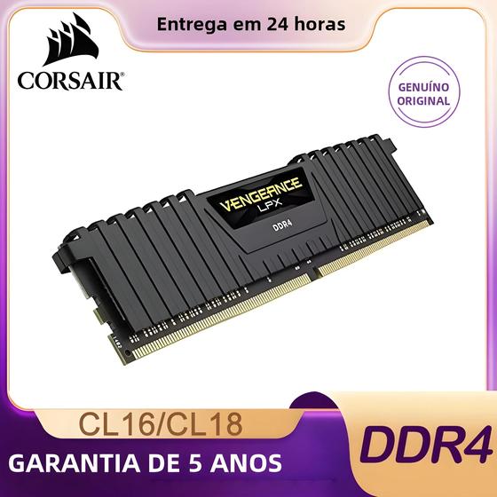 Memória RAM Corsair Vengeance LPX DDR4 16GB/8GB - 3600MHz/3200MHz - para Gaming e Esports Menor preço em Memória RAM Corsair Vengeance LPX DDR4 16GB/8GB - 3600MHz/3200MHz - para Gaming e Esports