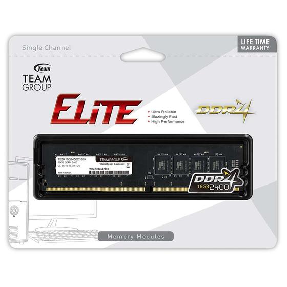 Imagem de Memória Ram DDR4 16GB 2400 Mhz Elite Team Group TED416G2400C1601