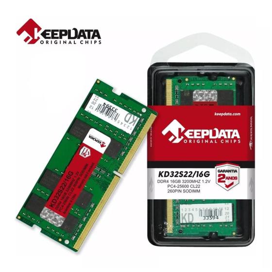 Imagem de  Memória RAM DDR4 3200Mhz SODIMM SODIMM Keepdata  KD32S22/16G 16GB