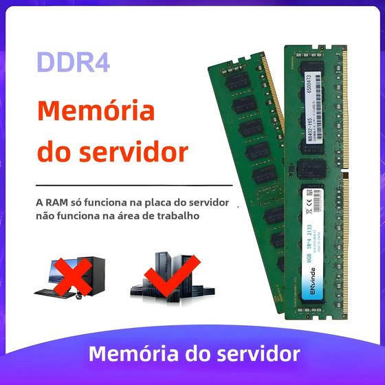 Imagem de Memória RAM DDR4 - 4GB, 8GB, 16GB e 32GB (2133MHz, 2400MHz, 2666MHz) - Suporte ECC e Placa-mãe X99