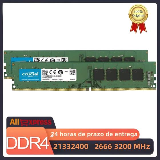 Imagem de Memória RAM DDR4 4GB, 8GB, 16GB e 32GB - 2133MHz, 2400MHz e 2666MHz