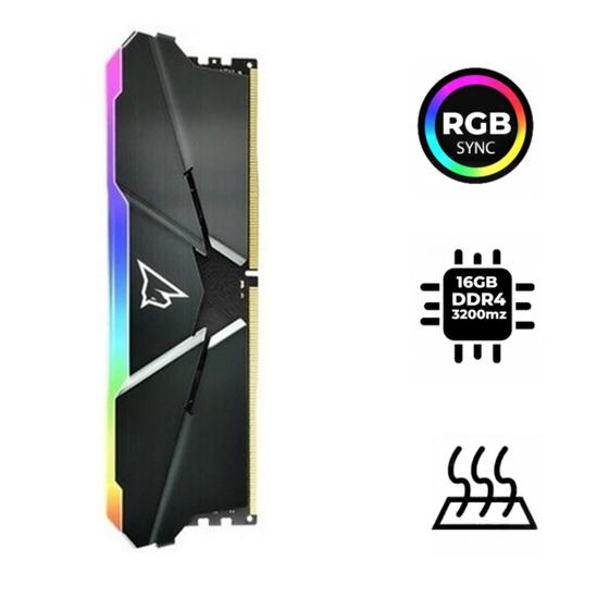 Imagem de Memoria Ram Ddr4 Rgb 16gb (1x16gb) Netac Shadow 3200mhz