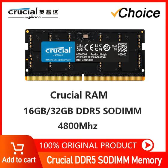 Imagem de Memória RAM DDR5 para Laptop - 8GB, 16GB e 32GB (4800MHz, 5200MHz, 5600MHz)