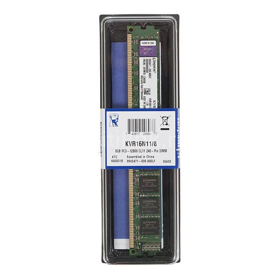 Imagem de Memória RAM Kingston 8GB DDR3 1600MHz  PC 3 - 12800  KVR16N11/8 para PC