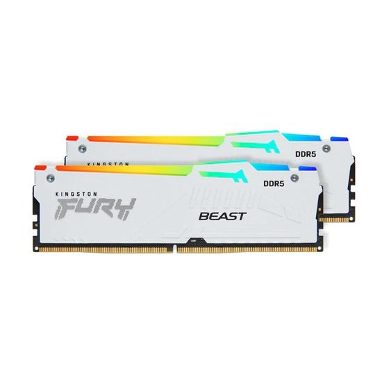 Memória RAM Kingston Fury Beast, RGB, 64GB (2x32GB), 6000MHz, DDR5, CL40,para Intel XMP, Branco - KF560C40BWAK2-64 Menor preço em Memória RAM Kingston Fury Beast, RGB, 64GB (2x32GB), 6000MHz, DDR5, CL40,para Intel XMP, Branco - KF560C40BWAK2-64