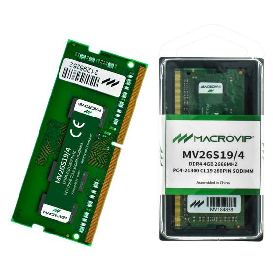 Imagem de Memória Ram Notebook 4gb Ddr4 2666mhz Macrovip Mv26s19/4