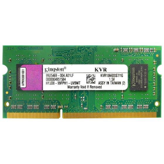 Imagem de Memória RAM para Notebook Kingston DDR3 1GB 1600MHz - KVR1066D3S7/1G