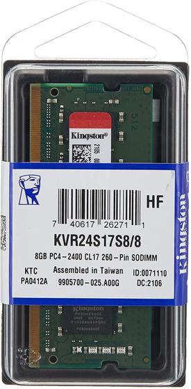 Imagem de Memória RAM ValueRAM color Verde 8GB 1 Kingston KVR24S17S8/8