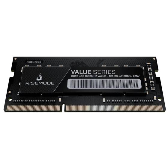 Imagem de Memória Rise Mode Value Series, 4GB, 1600MHz, DDR3, CL11, para Notebook - RM-D3-4G1600NL